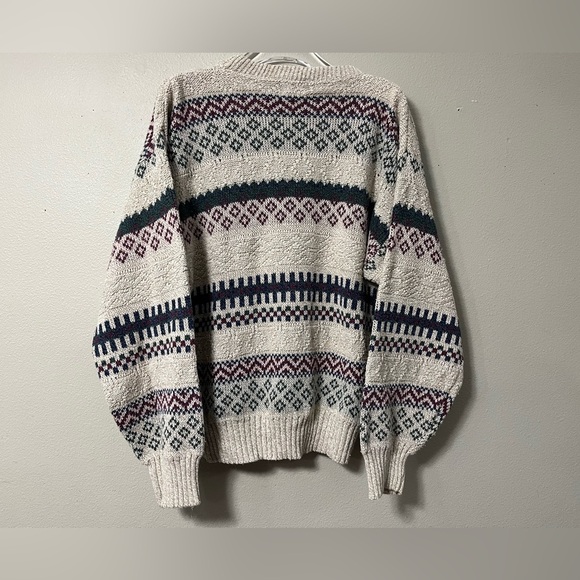 Vintage Cambridge Sweater Mens Medium Geometric Iceland Wool Jumper Grandpa - Picture 6 of 6